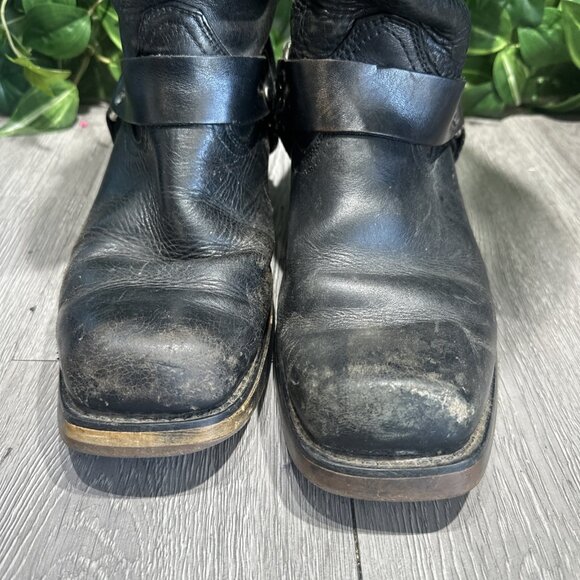 Square Toe Harness Boots Mens Motorcycle Brown Leather 70s Cats Paw Size 9.5 main image 12